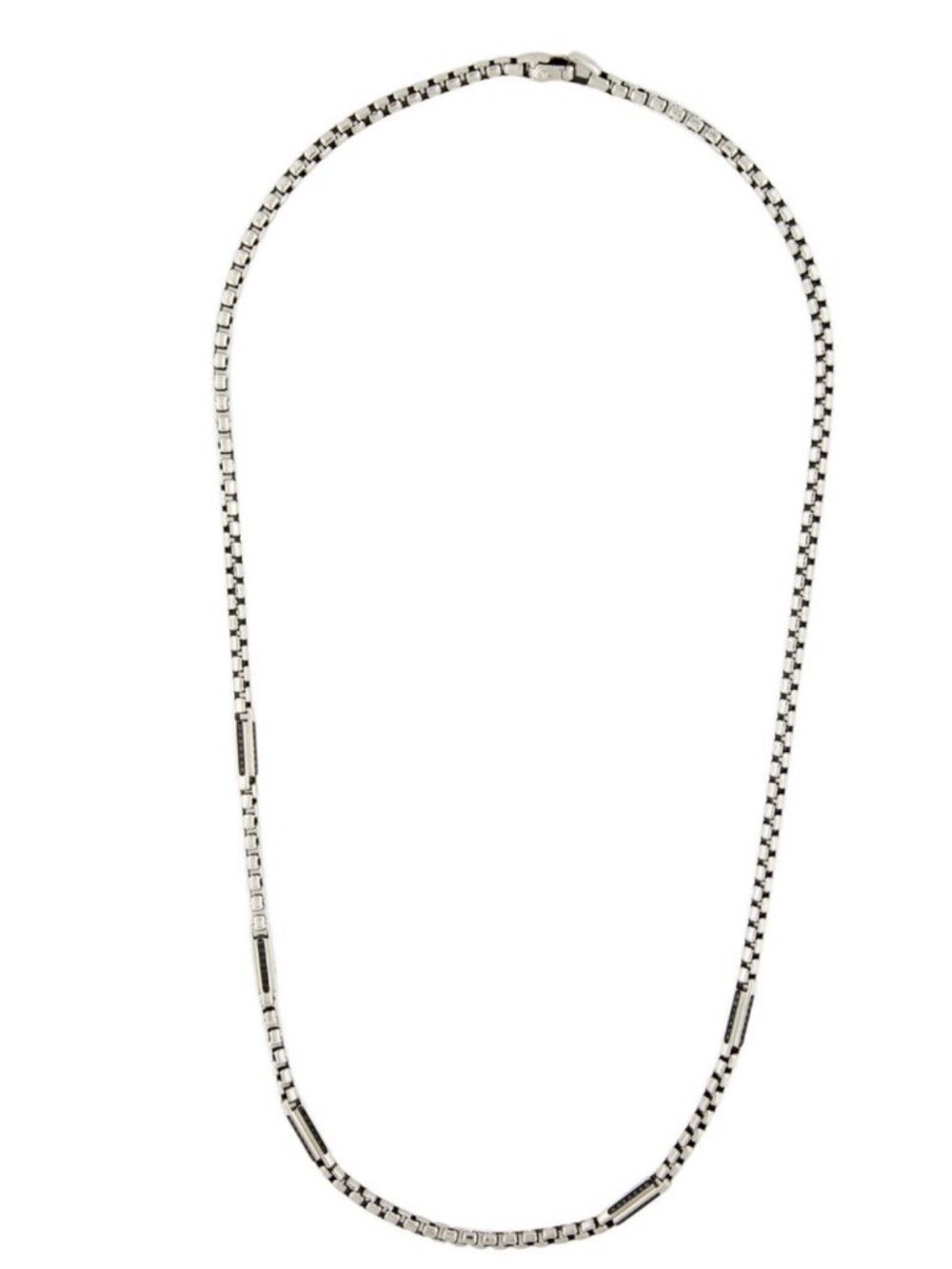 DAVID YURMAN DIAMOND STERLING SILVER 925 STATION BOX CHAIN NECKLACE